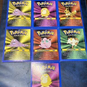 Pokémon Kellogg’s Game Tip Cards 1999 – Eevee, Meowth, Psyduck Lot